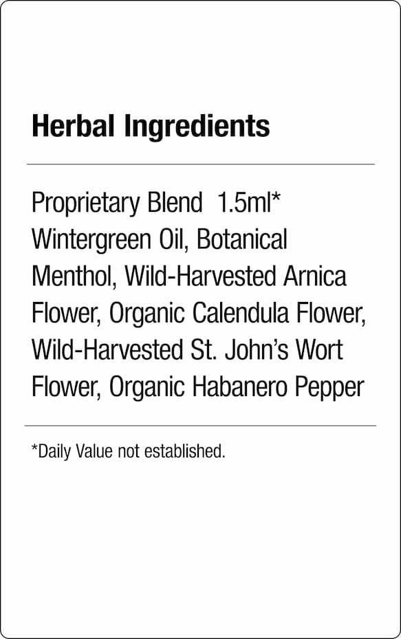 Deep Tissue Oil 2-oz Supplement Facts Label