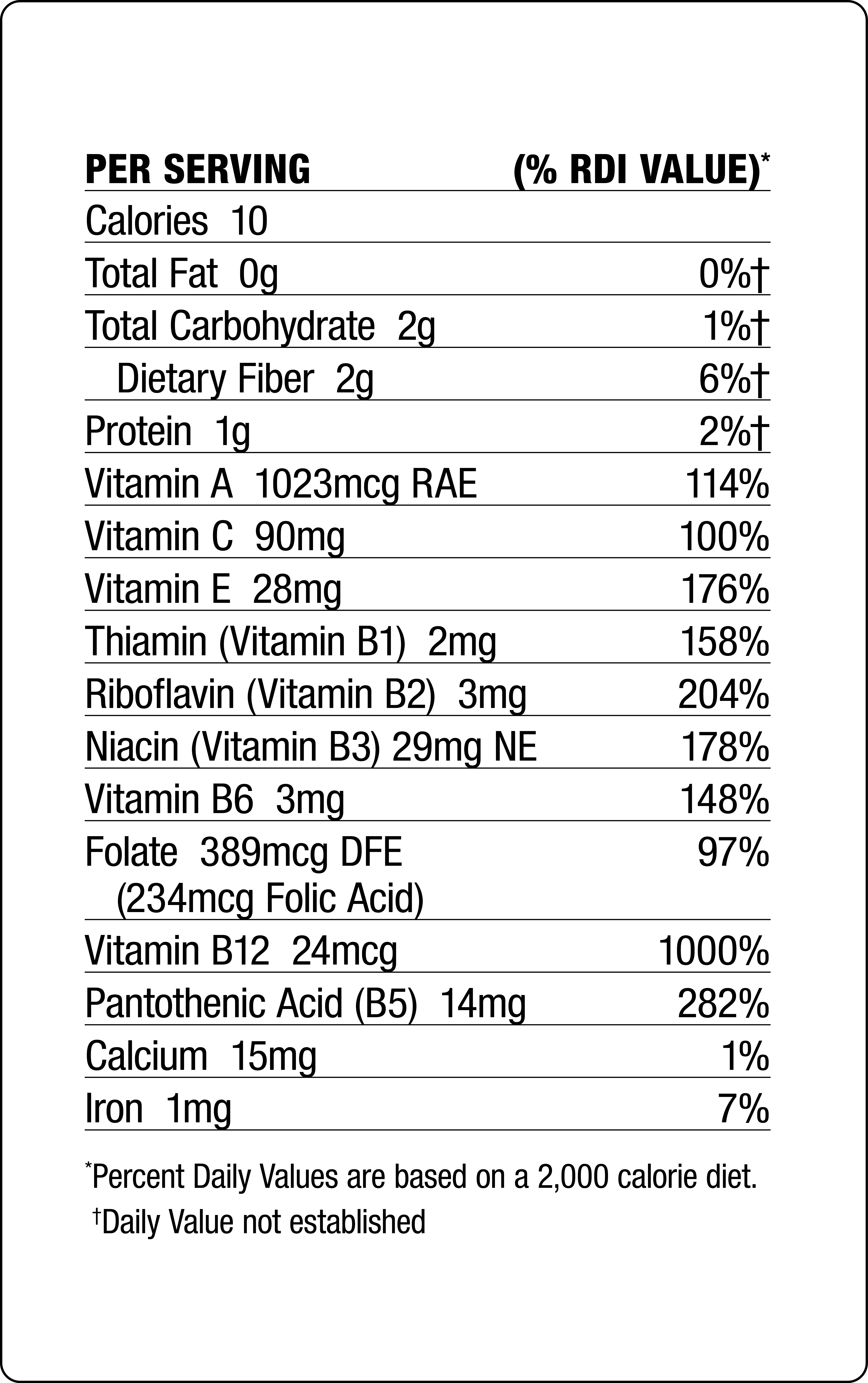 SuperFood 100 (Powder) Supplement Facts Label